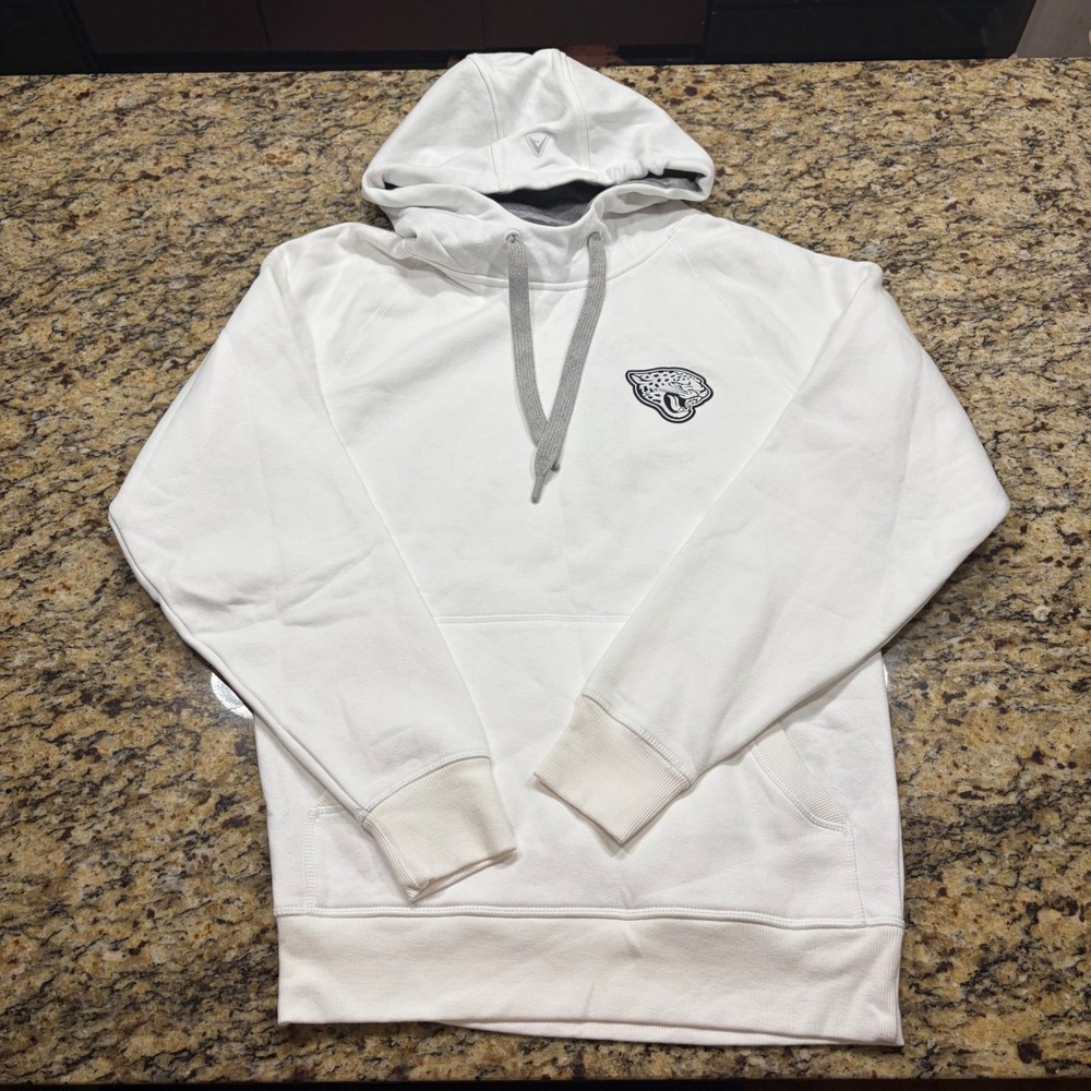 Antigua Jacksonville Jaguars Mens Small White Fleece Hoodie Sweatshirt NFL ws